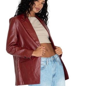 Princess Polly Deep Red Leather Blazer